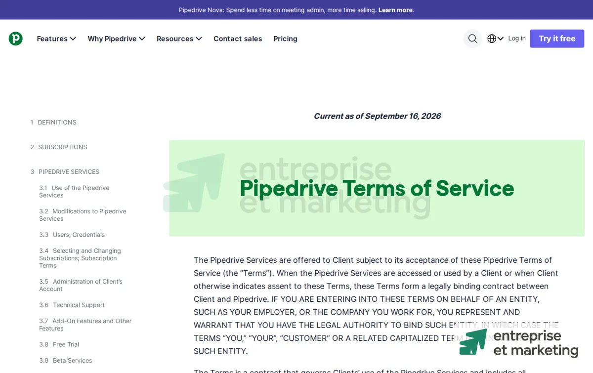 Capture : Terms of Service | Pipedrive